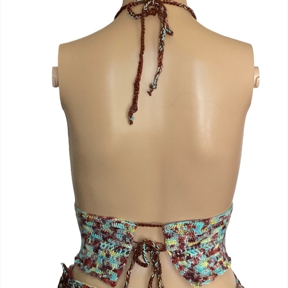 OOAK Tie Dye Crochet Crop Top Handmade Adjustable One Size fits S-L - Picture 4 of 16